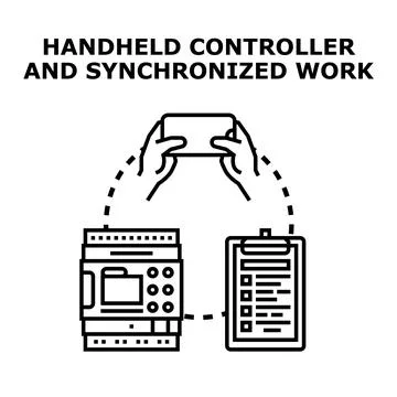 Handheld controller enabling synchronized work and monitoring operations Ilustração Stock