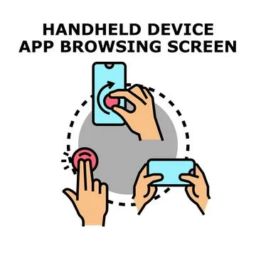 Handheld device app browsing screen interaction concept 스톡 일러스트