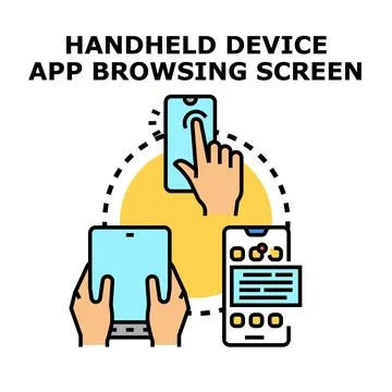 Handheld device app browsing screen icon concept Stockillustratie