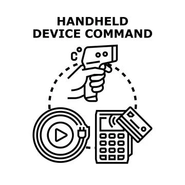 Handheld device command concept for modern technology use Stock Illustration