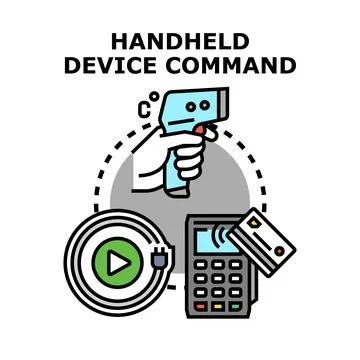 Handheld device command concept for modern technology use Stock Illustration
