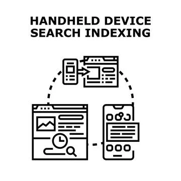 Handheld device search indexing connecting digital content Stock Illustration