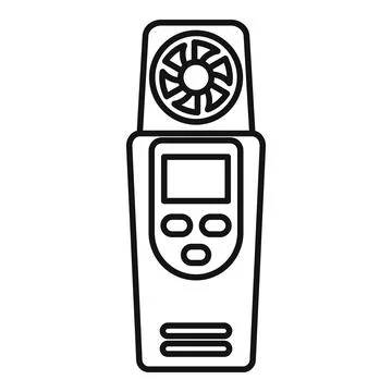 Handheld digital anemometer measuring wind speed icon Illustrazione stock