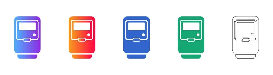 Handheld Digital Device Icons: Gradient &amp; Outline Set Stock Illustration