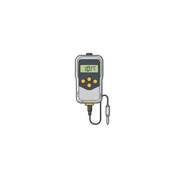 Handheld digital thermometer with external probe Stock Illustration