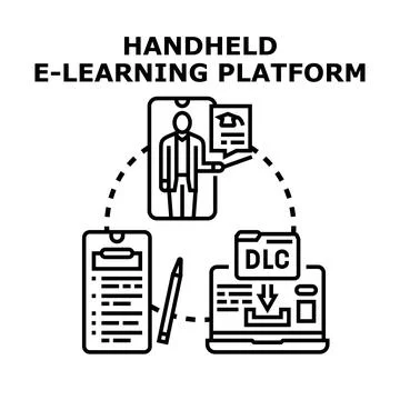 Handheld e learning platform for online education Stock Illustration