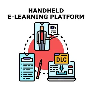 Handheld e learning platform for online education Stock Illustration