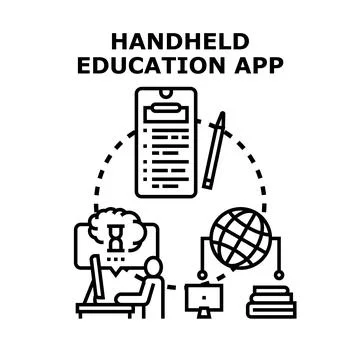 Handheld education app providing global online learning Stock-Illustration
