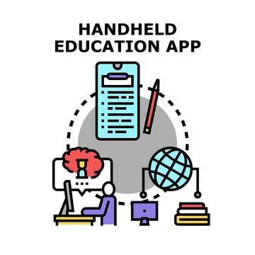 Handheld education app providing global online learning Stockillustratie