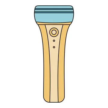 Handheld electric flashlight showing power and battery indicators Stock Illustration