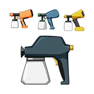 Handheld electric paint sprayer tools illustration set Stock Illustration