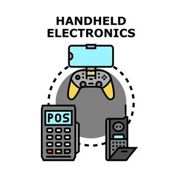 Handheld electronic devices connecting with technology mobile gaming Stock Illustration