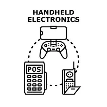 Handheld electronic devices connecting with technology mobile gaming Stock Illustration