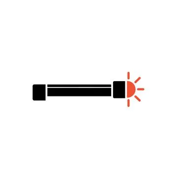 Handheld flashlight with red emergency light beam Stock Illustration