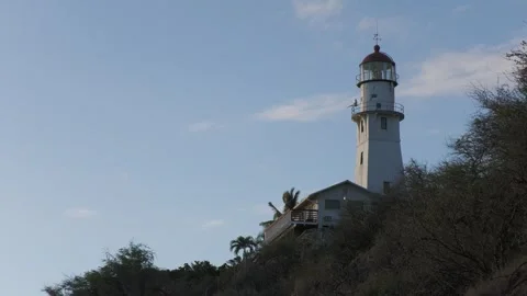 Handheld footage of the Diamond Head Lighthouse, Oahu, Hawaii Stock Footage 284680067