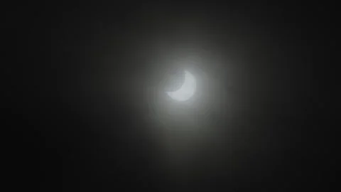 Handheld footage of a partial solar eclipse filmed in daytime. Stock Footage 264585337