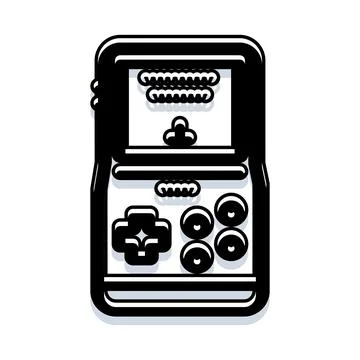 Handheld game console portable retro video gaming device Illustrazione stock