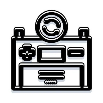 Handheld gaming device with refresh symbol icon Stock Illustration