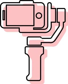 Handheld gimbal stabilizer for smartphone line art Stock Illustration