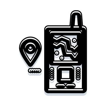 Handheld gps device with location marker icon Stock Illustration