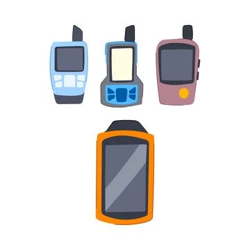 Handheld gps navigation device collection illustration 스톡 일러스트