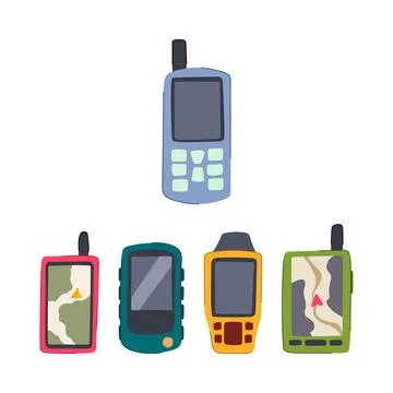 Handheld gps navigation devices for outdoor activities Stock Illustration