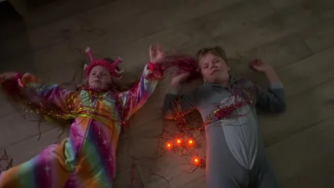 Handheld high angle shot of cute little kids Stock Footage 293773953