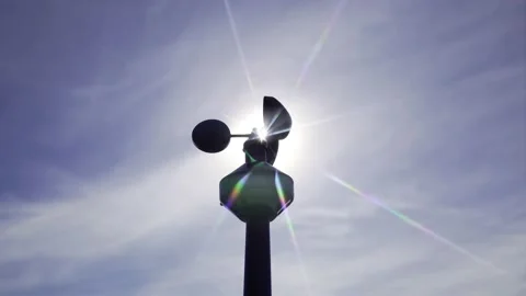 Handheld Induction Anemometer Against the Background of Sunbeams. Video stock 233969999