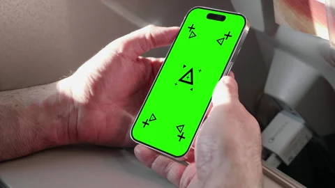 Handheld iPhone Airplane Flight Mobile Phone Technology Air Travel App Video stock 292689795