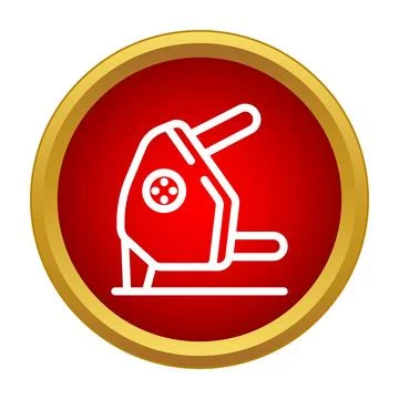 Handheld jigsaw power tool icon on red badge Stock Illustration