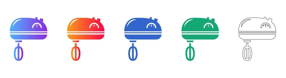 Handheld Kitchen Mixer Icon Set 库存插图