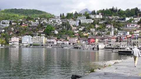 Handheld lakeside view Video stock 235449602