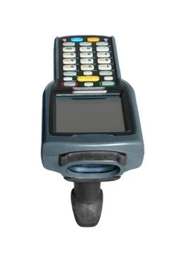 Handheld laser barcode scanner computer. Isolated on white Stock Photos