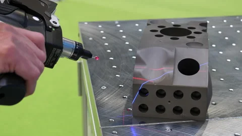 Handheld laser scanner for precise 3D object measuring Stock Footage 204804152