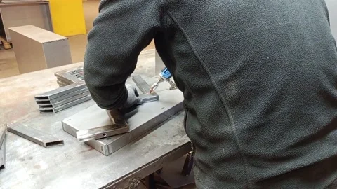 Handheld laser welding machine working on metal Video stock 327812672