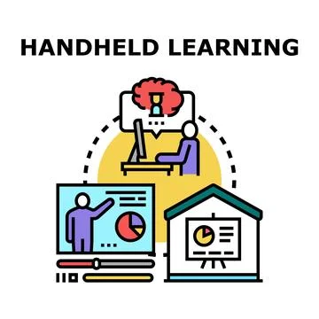 Handheld learning concept with diverse education formats Illustrazione stock