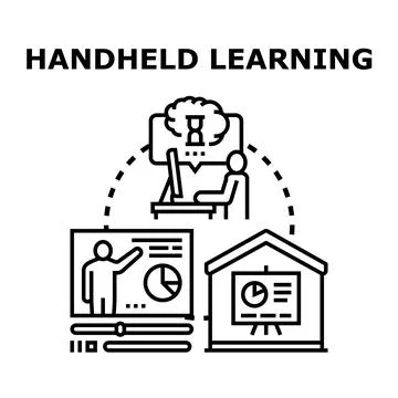 Handheld learning concept with diverse education formats Illustrazione stock