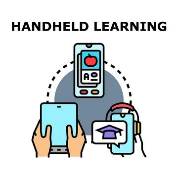 Handheld learning for digital education and online courses Stock Illustration