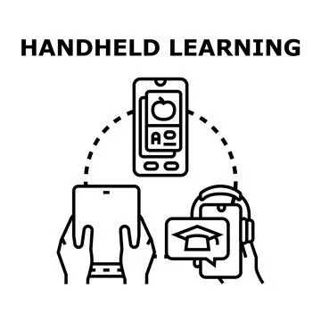Handheld learning for digital education and online courses Stock Illustration