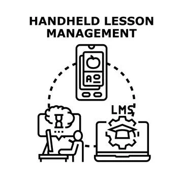 Handheld lesson management system e learning concept Stock Illustration