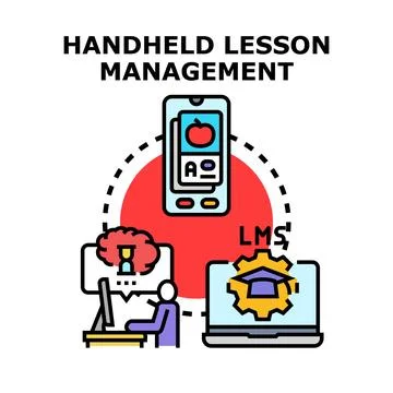 Handheld lesson management system e learning concept Stock Illustration