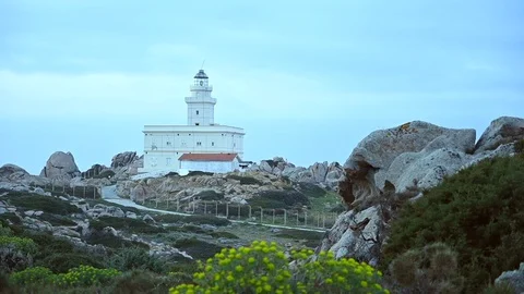 Handheld lighthouse of capo testa, santa teresa di Gallura Stock Footage 104756510