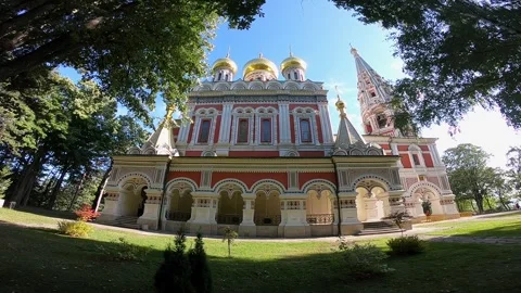 Handheld Low-Angle Video of Shipka Memorial Church Exterior, BG 2019 Stock Footage 324609066