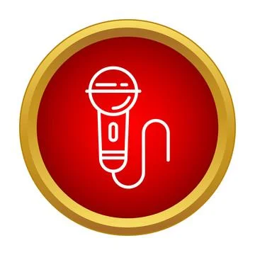 Handheld microphone icon in red circle button イラスト素材