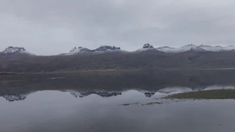 Handheld Mountain Reflections on a lake Stock Footage 87986205