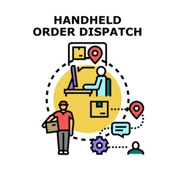 Handheld order dispatch global delivery logistics service Stockillustratie