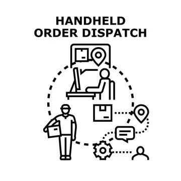 Handheld order dispatch global delivery logistics service Stockillustratie