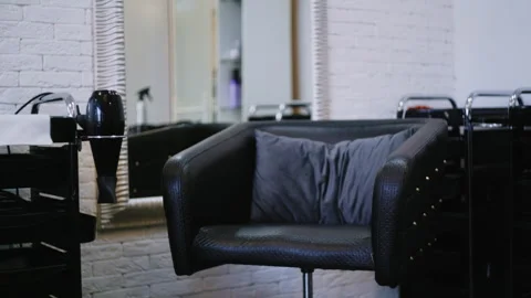 Handheld Pan Right Shot of Professional Beauty Studio Interior. Ready for Client Stockbeeldmateriaal 306284028