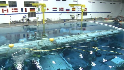 Handheld pan shot of NASA's Neutral Buoyancy Lab Video stock 99083299