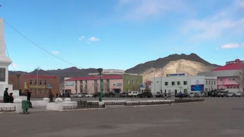 Handheld Pan Showing Olgii Main Square, Western Mongolia Stock Footage 234301674